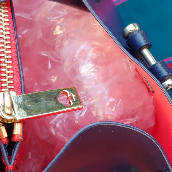 Kate Spade Navy Blue and Hot Pink Leather Arbour Hill Elodie Shoulder Tote - Picture 9 of 17